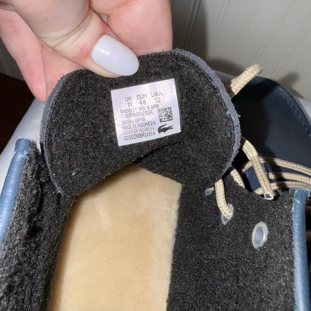Lacoste Sauville Mid Chukka Style Boot Ugh Insoles Navy Blue Suede Mens 12